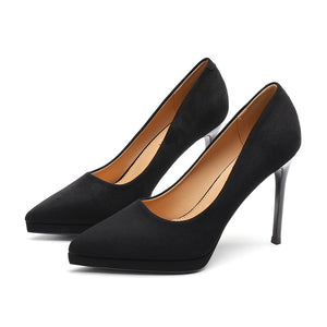 Check Pointed Fine High Heels Stilettos - Secret Apparel