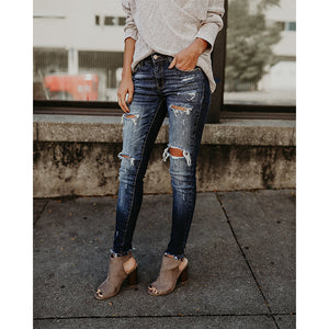 Distressed Mid Rise Jeans - Secret Apparel