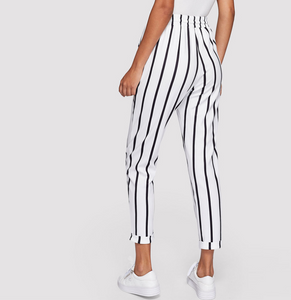 Striped Casual Pencil Trousers - Secret Apparel