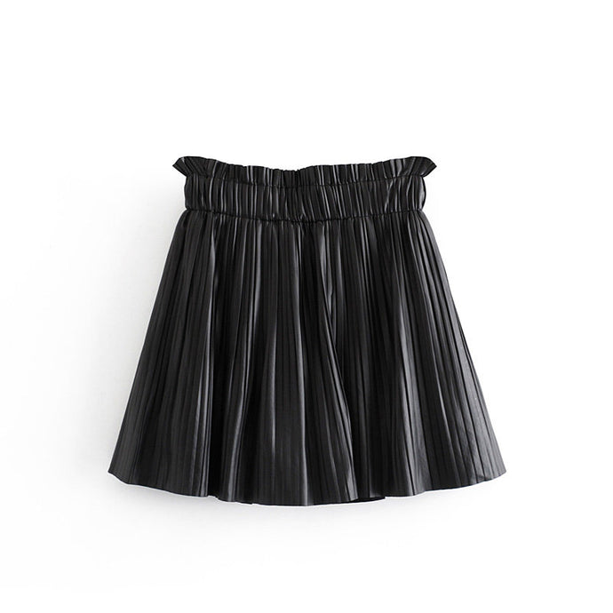 Pleated PU leather skirt - Secret Apparel