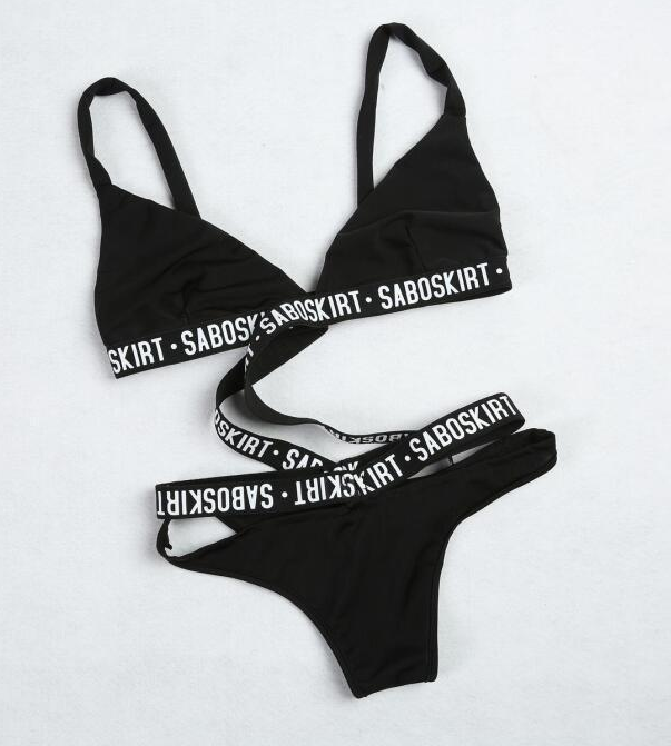 Lettered Swimsuit Bikini top bottom - Secret Apparel