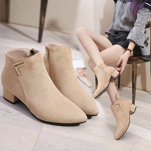 Pointed Low Heel Boots - Secret Apparel