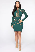 Load image into Gallery viewer, Green Long Sleeve Bodycon Dress - Secret Apparel
