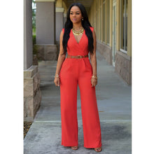 Load image into Gallery viewer, Sleeveless Plunge Neck Wide Leg Jumpsuit - Secret Apparel
