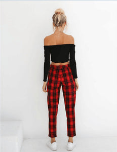 High Waist Check Pants - Secret Apparel