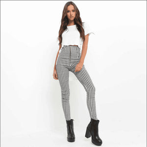 High Waist Check Pants - Secret Apparel