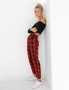 High Waist Check Pants - Secret Apparel