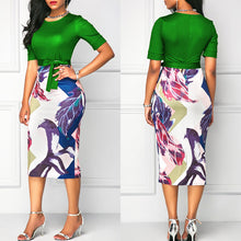 Load image into Gallery viewer, Round Neck Printed Pencil Dress - Secret Apparel
