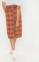 Load image into Gallery viewer, Orange check midi skirt - Secret Apparel
