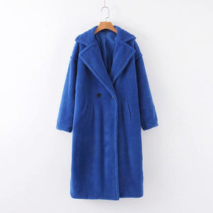 Long Faux Lamb Fur Coat - Secret Apparel