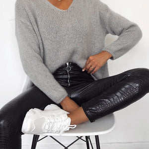 PU leather zip leggings - Secret Apparel