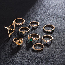 Load image into Gallery viewer, 9Pcs Green Stone Rings - Secret Apparel
