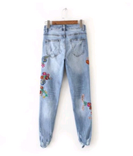 Load image into Gallery viewer, Embroidered Mom Jeans - Secret Apparel
