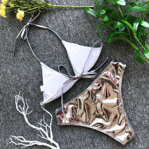 Shiny Two-piece Bikini Set - Secret Apparel