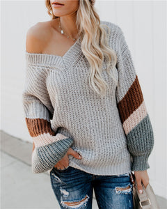 V-Neck Lantern Sleeve Jumper - Secret Apparel