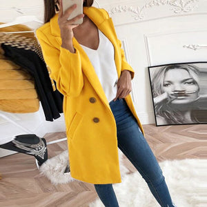 Women Long Buttoned Coat - Secret Apparel