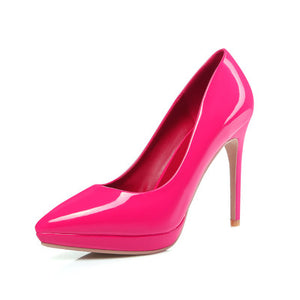 PU Pointed High Heels Court Shoes - Secret Apparel