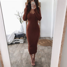 Load image into Gallery viewer, Long Sleeve Bodycon Dress - Secret Apparel
