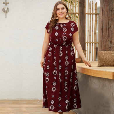 Plus Size Printed Maxi Dress - Secret Apparel