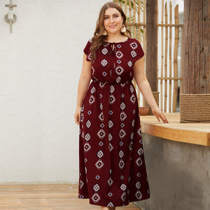 Plus Size Printed Maxi Dress - Secret Apparel