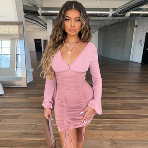 V-Neck Bodycon Dress - Secret Apparel