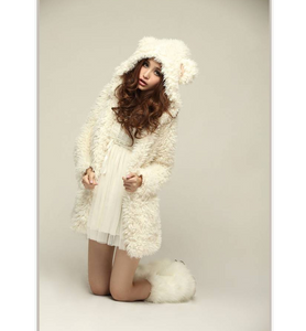 Bear Ears Hooded Wool Coat - Secret Apparel