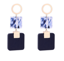 Load image into Gallery viewer, Square Wood Earrings - Secret Apparel
