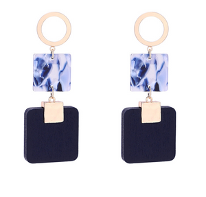 Square Wood Earrings - Secret Apparel