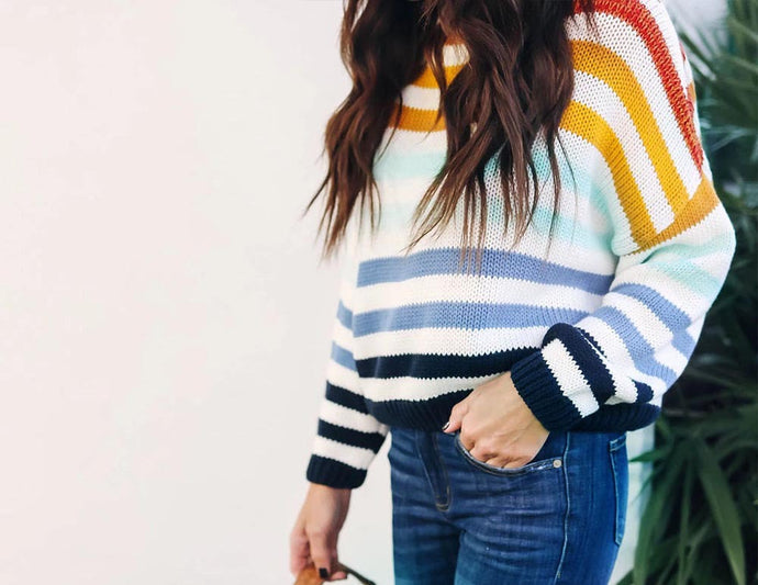 Colourful Striped Sweater Top - Secret Apparel