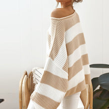 Load image into Gallery viewer, Round Neck Striped Sweater - Secret Apparel
