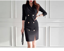 Load image into Gallery viewer, Double-Breasted Lapel Dress - Secret Apparel
