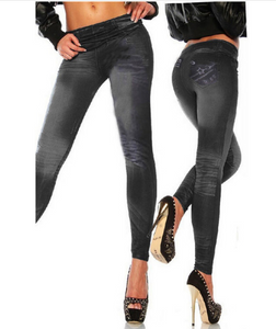 High Waist Printed Jeggings - Secret Apparel