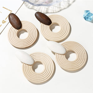 Wooden Round Earrings - Secret Apparel