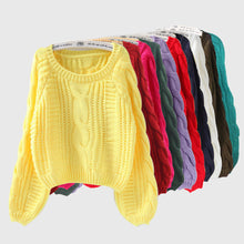 Load image into Gallery viewer, Loose Fit Long Lantern Sleeve Knitted Sweater - Secret Apparel
