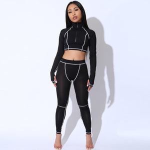 Fitness Crop Top Leggings Set - Secret Apparel