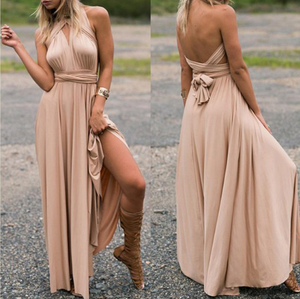 Plunge Tie Waist Maxi Dress - Secret Apparel