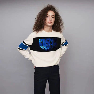 Sequined Letter Embroidered Sweater - Secret Apparel