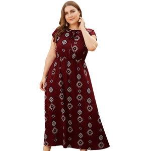 Plus Size Printed Maxi Dress - Secret Apparel