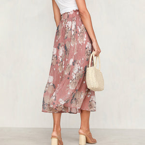 Floral Print Midi Skirt - Secret Apparel