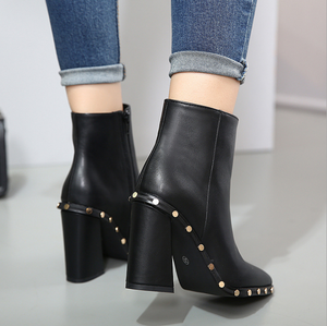 Ankle High Heel Black Boots - Secret Apparel