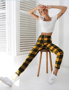 High Waist Check Pants - Secret Apparel