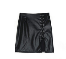 Load image into Gallery viewer, Side Slit Lace-Up PU Leather Skirt - Secret Apparel
