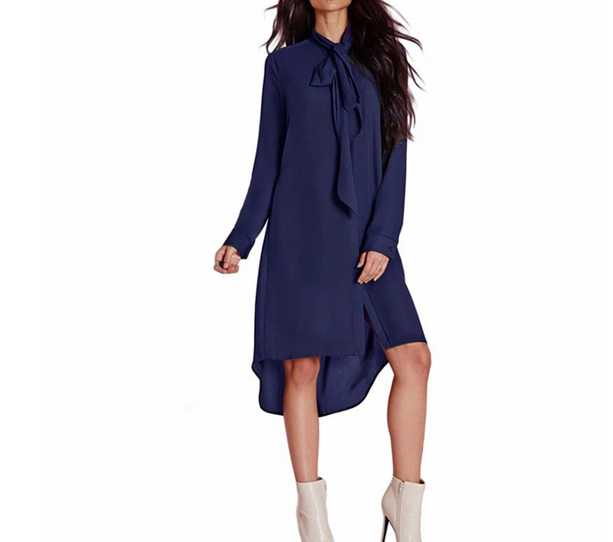 Tie Neck Chiffon Midi Dress - Secret Apparel