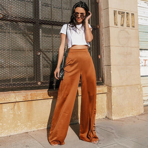 High Waist Wide Leg Pants - Secret Apparel