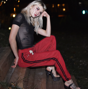 Demon print satin joggers - Secret Apparel