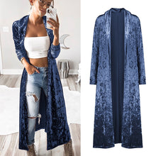 Load image into Gallery viewer, Crushed Velvet Long Overcoat - Secret Apparel
