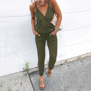 Sling V-Neck Jumpsuit - Secret Apparel