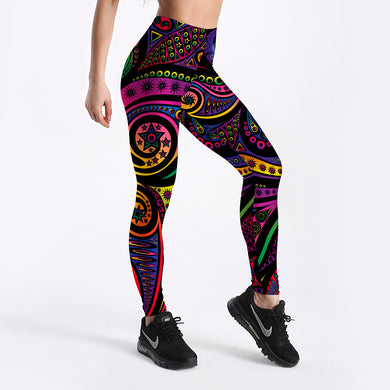 Printed Black Leggings - Secret Apparel