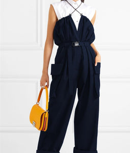 Cross Neck  Black Jumpsuit - Secret Apparel