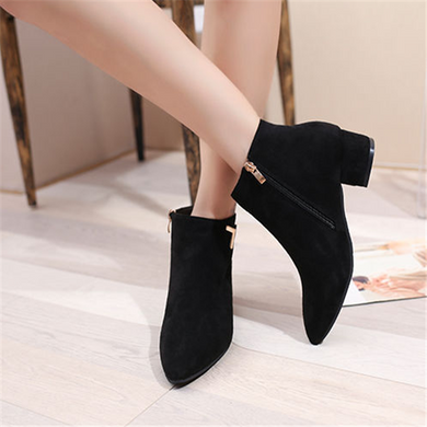 Pointed Low Heel Boots - Secret Apparel